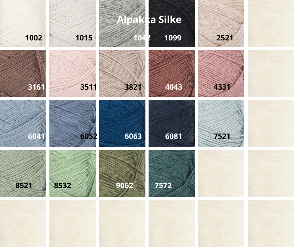 Farbauswahl der Wolle Alpakka Silke von Sandnes Garn für ein Strickset