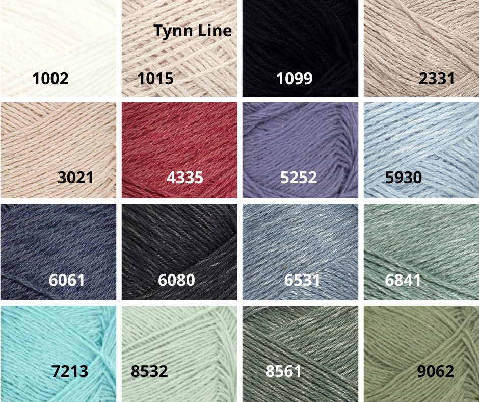 Farbauswahl der Wolle Tynn Line von Sandnes Garn für ein Strickset