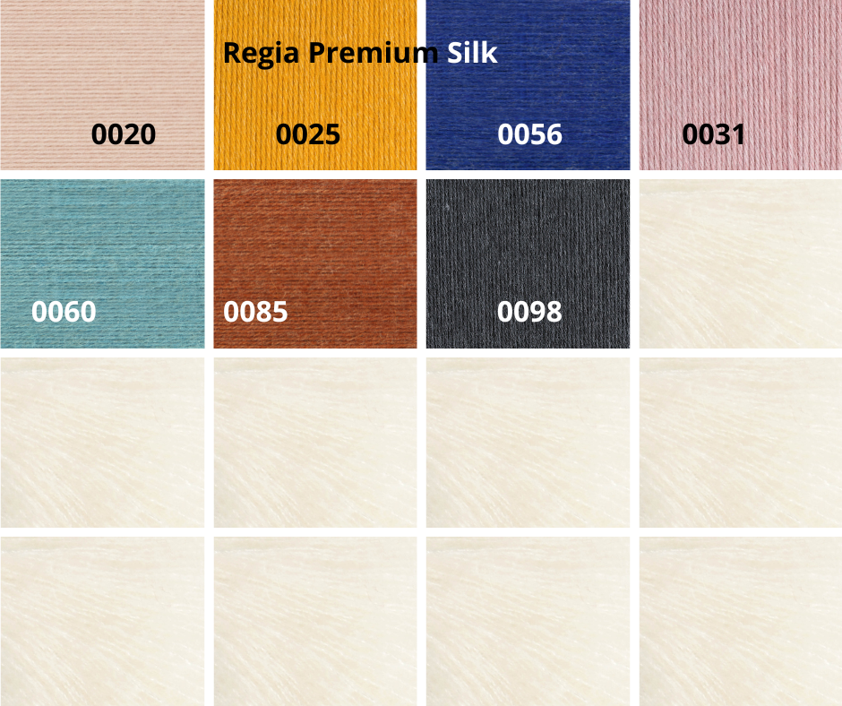 Farbauswahl der Wolle Regia premium Silk von Schachenmayr