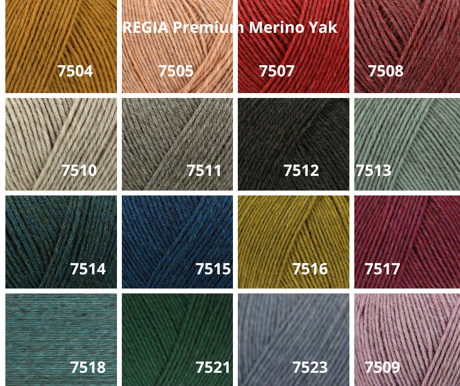 Farbauswahl der Wolle REGIA Premium Merino Yak von Schachenmayr für ein Strickset
