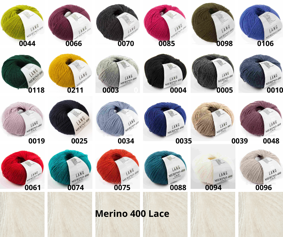 Farbkarte der Wolle 400 Merino Lace von Lang Yarns